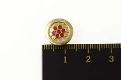 10K Yellow Gold Red Enamel Honeycomb Slide Bracelet Charm/Pendant