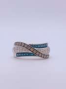 14kt Gold Blue & White Diamond Cocktail Band Ring