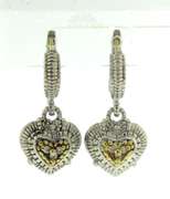 Judith Ripka TT Heart Dangle Earrings