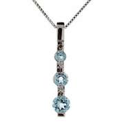 Sterling Silver Genuine Diamond and Blue Topaz Stone Past Present and Future Pendant