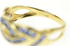 14K Yellow Gold Sapphire Braid Channel Statement Band Ring