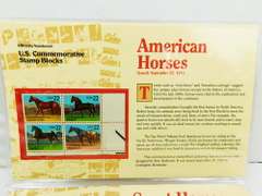 2 U.S. Commemorative Stamp Blocks - Horses