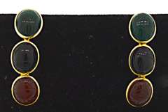 14kt Emerald, Tanzanite, and Garnet Drop Earrings