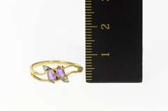 14K Yellow Gold Marquise Amethyst Diamond Accent Bypass Ring