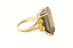 18K Yellow Gold Emerald Cut Smoky Quartz Cocktail Ring