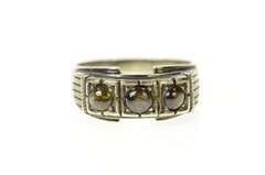 14K Yellow Gold Classic Retro Men's Black Green Star Sapphire Ring