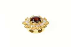 14K Yellow Gold Opal Garnet Halo Scallop Slide Bracelet Charm/Pendant