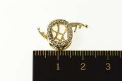 10K Yellow Gold Oval Setting Diamond Halo Clasp Opening Charm/Pendant