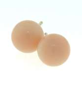 Simple Yellow Gold 8.5-9mm Coral Ball Earrings