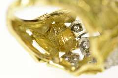 18K Yellow Gold J Rossi Designer Diamond Geometric Cocktail Ring