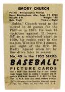 Emory Church 1952 Bowman Gum Baseball Card