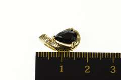 10K Yellow Gold Pear Black Onyx Diamond Channel Statement Pendant