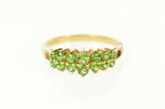 10K Yellow Gold Graduated Syn. Peridot Tiered Design Band Ring