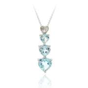 Sterling Silver Blue Topaz & Diamond Accent Heart Journey Pendant