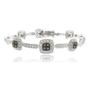 Sterling Silver 2/5ct TDW Champagne Diamond Square Link Bracelet