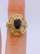 14kt Gold Blue Sapphire & Diamond Cocktail Ring