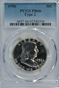 Super Gem PRF 1956 Ty 2 Franklin Half Dollar. PCGS MS66