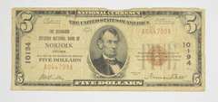 1929 $5 Norfolk, Virginia United States National Currency