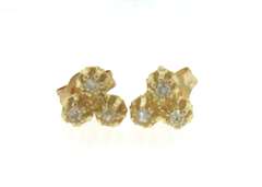 Dazzling Yellow Gold 3 Diamond Buttercup Earrings