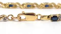 Elegant Sapphire & Diamond Accent Bracelet in 14KT Yellow Gold