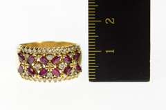 14K Yellow Gold 1.38 Ctw Marquise Ruby Diamond Statement Ring