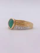 18kt Yellow Gold, Emerald, & Diamond Cocktail Ring