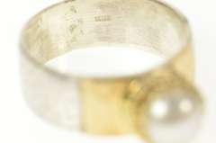 Sterling Silver Pear Two Tone Ornate Hammered Statement Ring