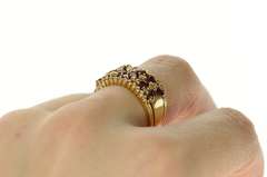 14K Yellow Gold 1.38 Ctw Marquise Ruby Diamond Statement Ring