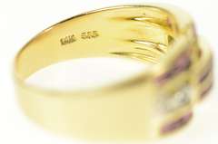 14K Yellow Gold Squared Ruby Diamond Geometric Statement Ring