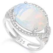 6 1/3 CARAT FIRE OPAL & 1/3 CARAT WHITE SAPPHIRE STERLING SI