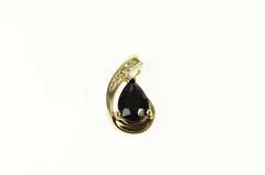 10K Yellow Gold Pear Black Onyx Diamond Channel Statement Pendant