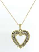Handsome Yellow Gold Baguette Diamond Heart Pendant on Chain