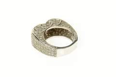 14K White Gold 2.02 Ctw Pave Diamond Heart Statement Band Ring
