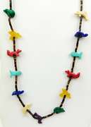 Vintage N.A. Indian Long Gemstone Fetish Necklace