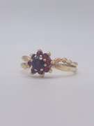 14kt Gold Garnet Flower Cocktail Ring