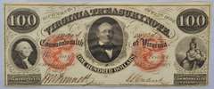 $ 100 Oct 15 1862 CH CU Virginia Treasure Note