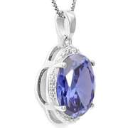 STERLING SILVER 8.10 CT LAB TANZANITE & PENDANT