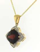 Fabulous Checkerboard Cut Garnet Yellow Gold Necklace