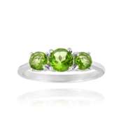 Sterling Silver Peridot Three Stone Ring