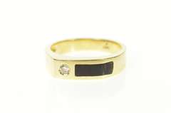 14K Yellow Gold Diamond Black Onyx Inlay Men's Statement Ring