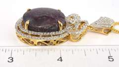 Regal Colossal 45.00CTS Cabochon Cut Natural Star                                                                                                                               Ruby & White Sapphire Necklace in Vermeil