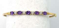 Refreshing Amethyst & Diamond Accent Bracelet in Yellow Gold