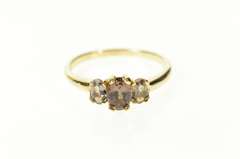 14K Yellow Gold Brown Green Color Change Garnet Three Stone Ring