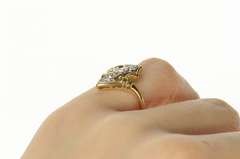 14K Yellow Gold 1930's Diamond Ornate Engagement Bypass Ring