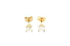 14K Yellow Gold 0.40 Ctw Princess Diamond Solitaire Stud Earrings