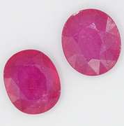 PAIR OF VIOLET RED NATURAL RUBY OVAL CUT