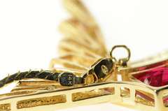 14K Yellow Gold Fancy Syn. Ruby Diamond Chevron Chain Necklace