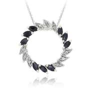 Sterling Silver Sapphire & Diamond Accent Circle Pendant