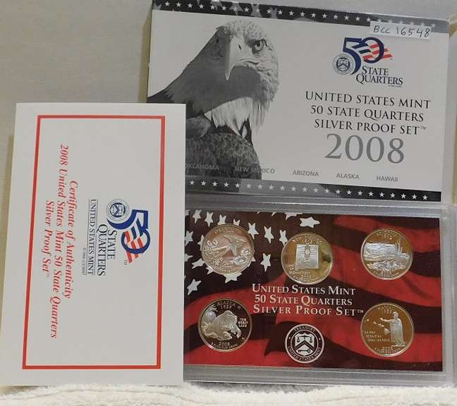 2008 Silver PROOF State Qtrs Set, w/box