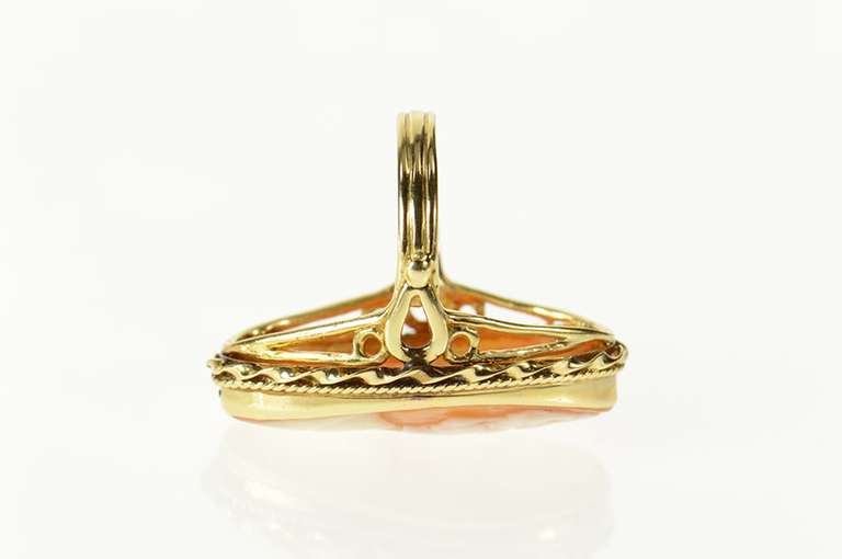 14K Yellow Gold Ornate Victorian Lady Cameo Statement Ring